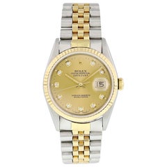 Rolex Datejust 16233 Diamond Dial Men's Watch Box and Papers