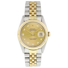 Rolex Datejust 16233 Diamond Dial Men's Watch Box & Papers