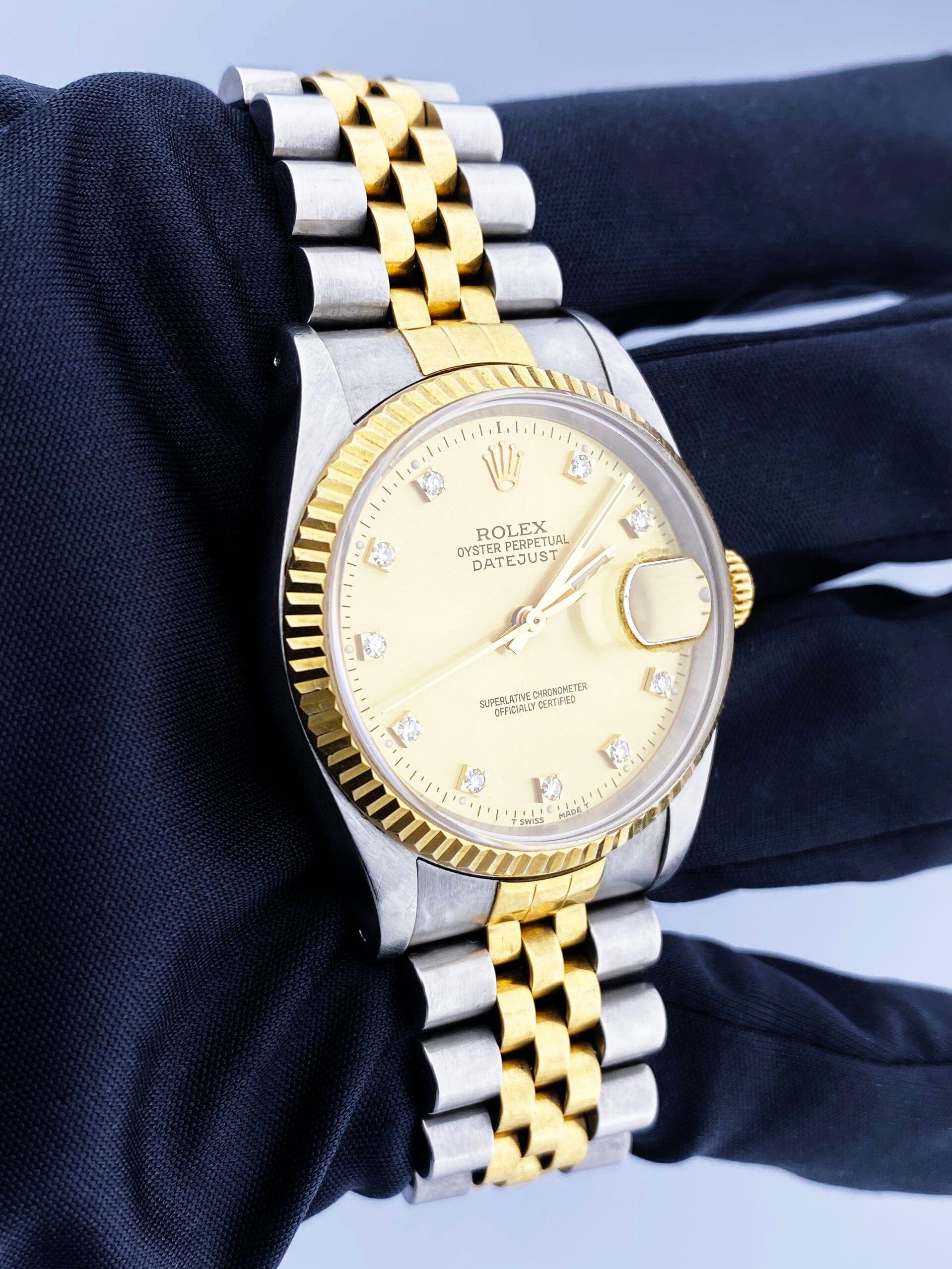 Rolex Datejust 16233 Diamant-Zifferblatt Herrenuhr im Zustand „Hervorragend“ im Angebot in Great Neck, NY