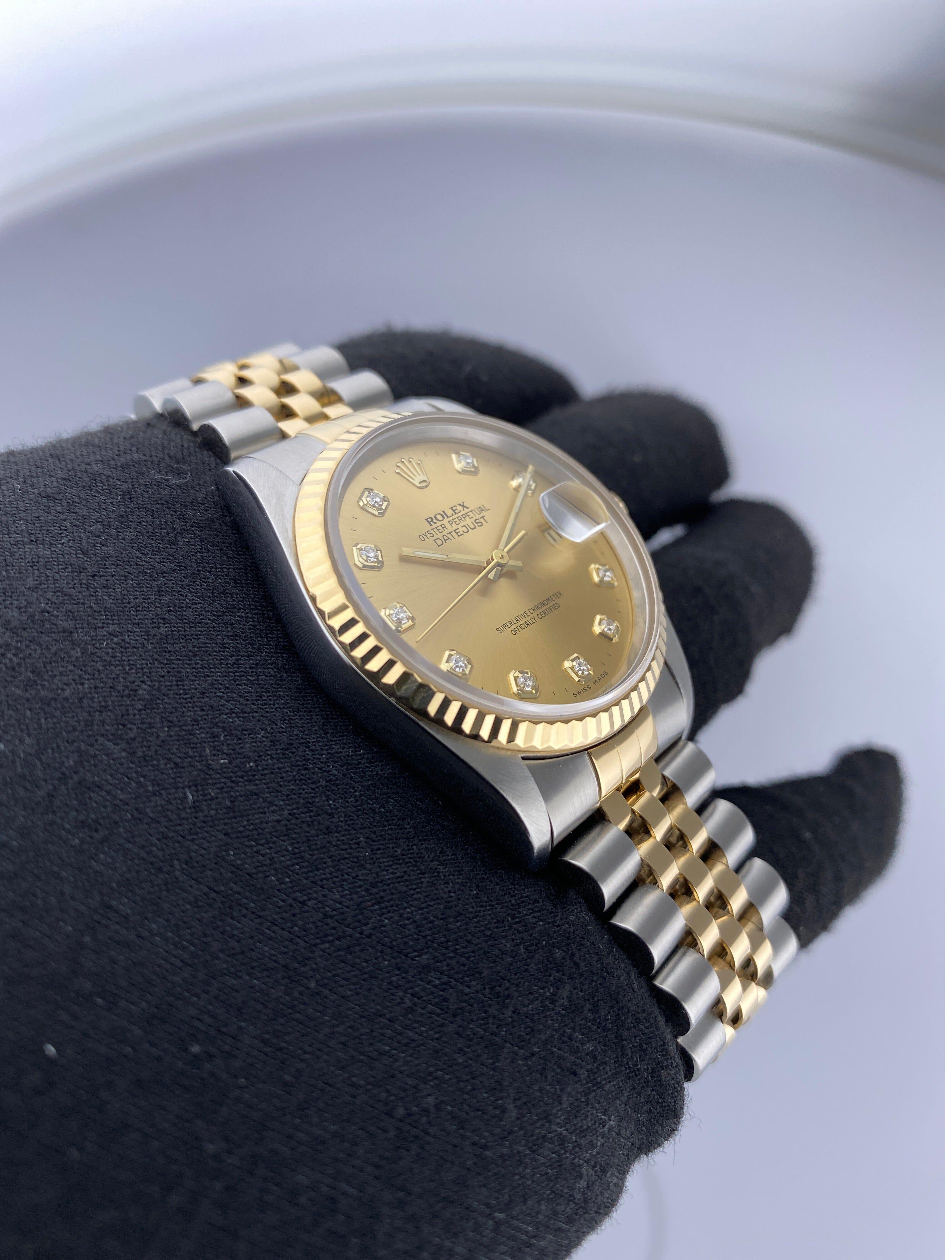 Reloj Rolex Datejust 16233 Diamond Dial para caballero en Excelente estado para la venta en Great Neck, NY