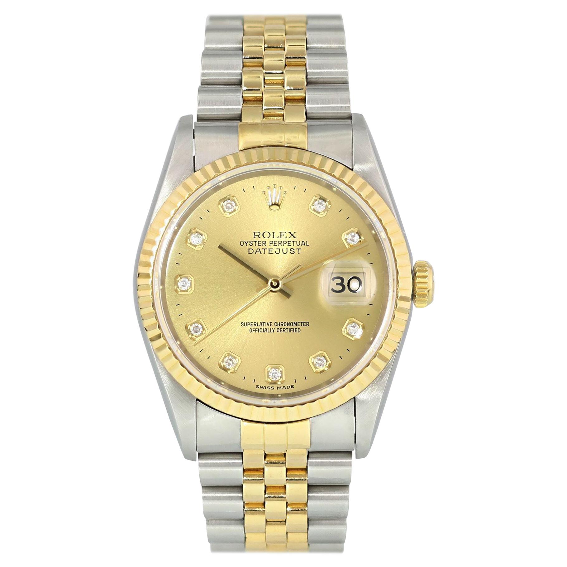 Rolex Datejust 16233 Diamond Dial Men's Watch For Sale