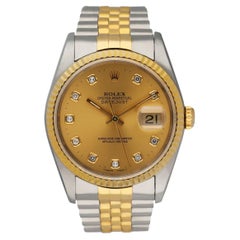 Vintage Rolex Datejust 16233 Diamond Dial Men's Watch
