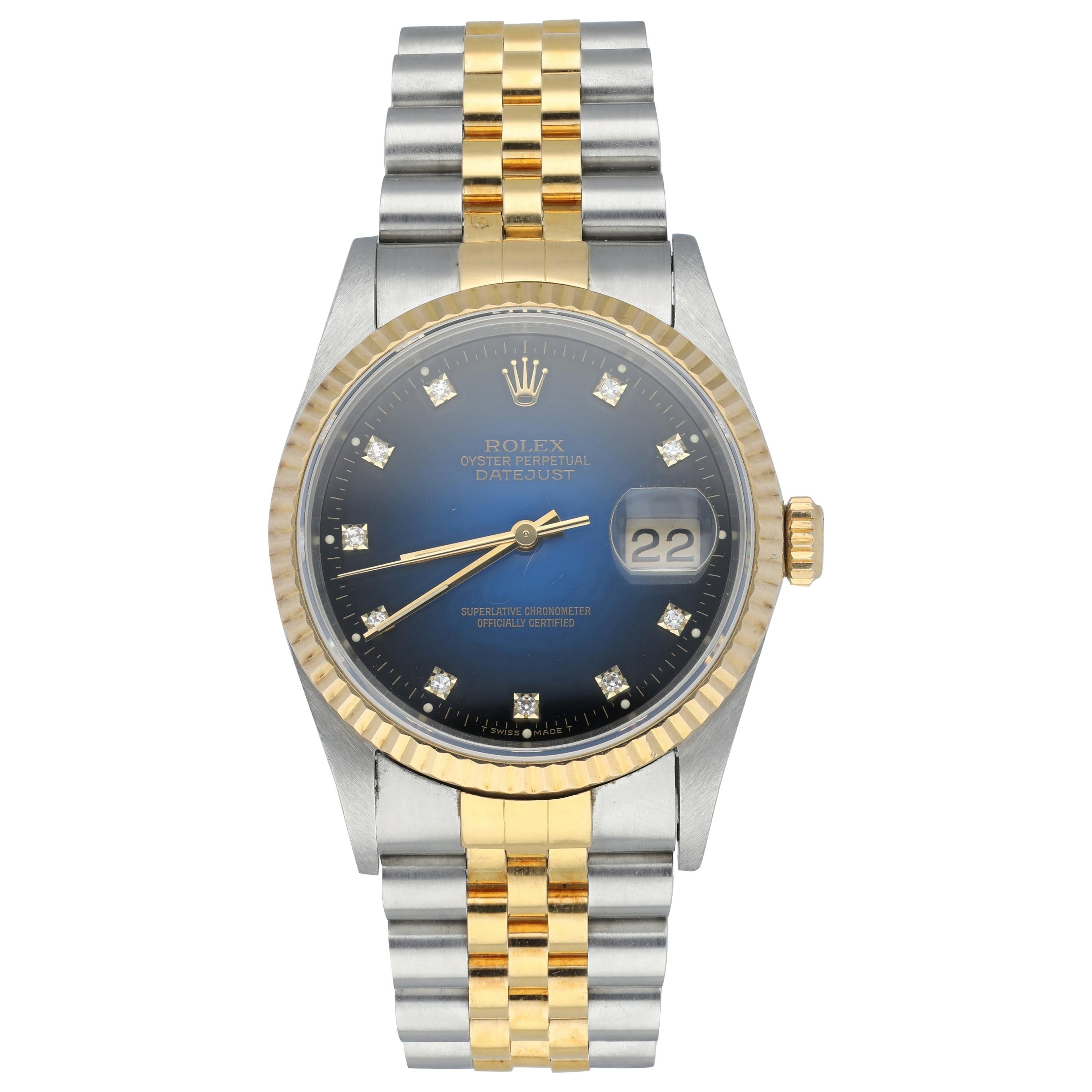 Rolex Datejust 16233 Diamond Vignette Dial Men's Watch For Sale