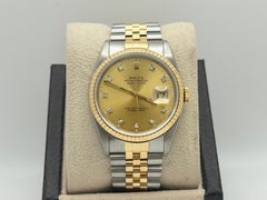 Rolex Datejust 16233 Factory Champagne Diamond Dial 18K Yellow gold Steel 36mm