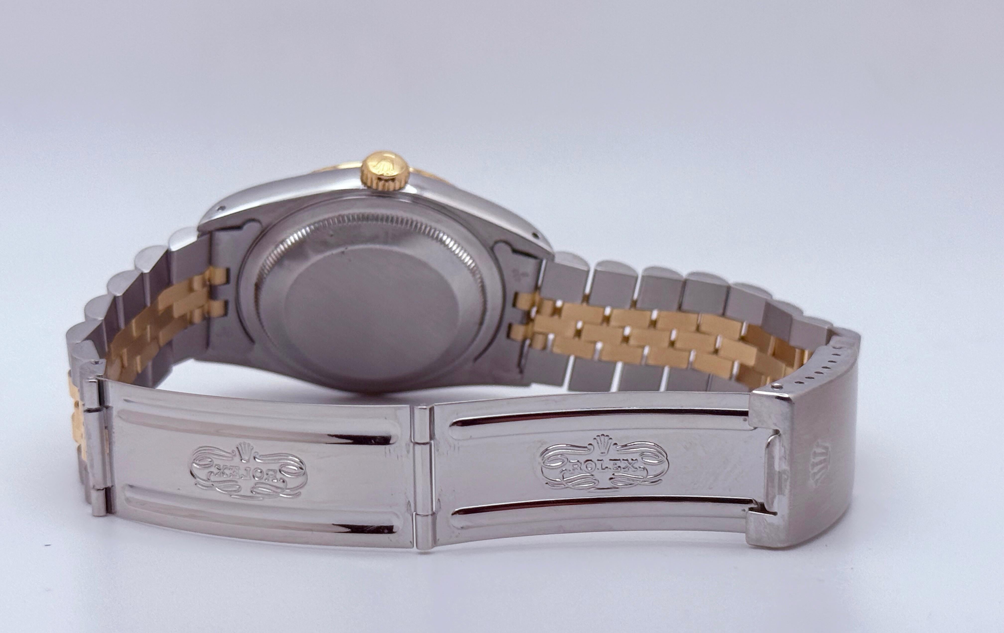 Rolex Datejust 16233 Factory Champagne Diamond Dial 18K Yellow gold Steel 36mm Excellent état - En vente à San Diego, CA