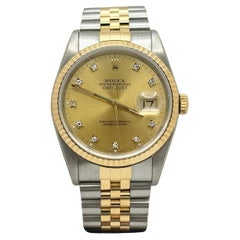 Rolex Datejust 16233 Factory Champagne Diamond Dial 18K Yellow gold Steel 36mm