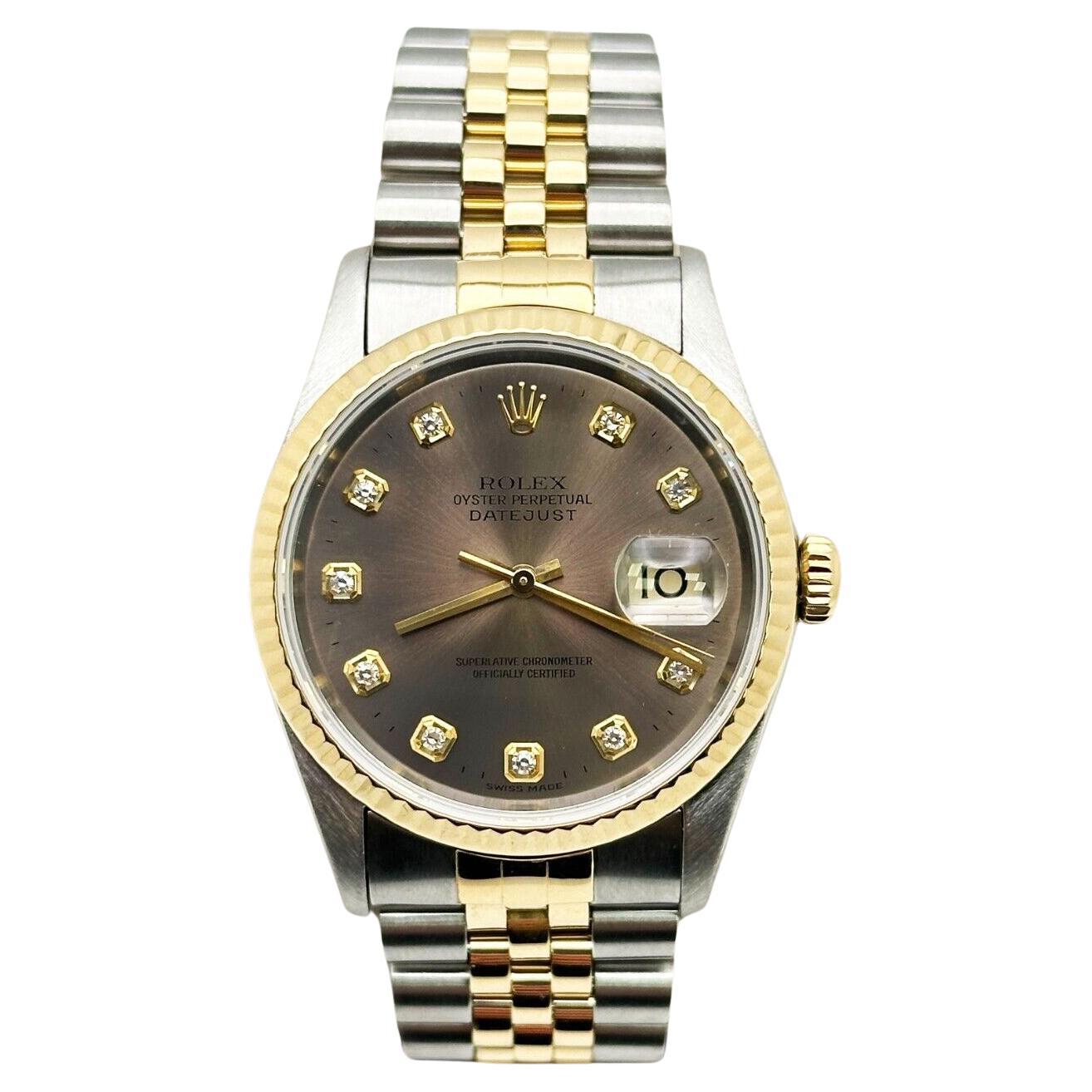 Rolex Datejust 16233 Factory, cadran en or jaune 18 carats et acier inoxydable