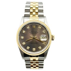 Vintage Rolex Datejust 16233 Factory Diamond Dial 18K Yellow Gold Stainless Steel