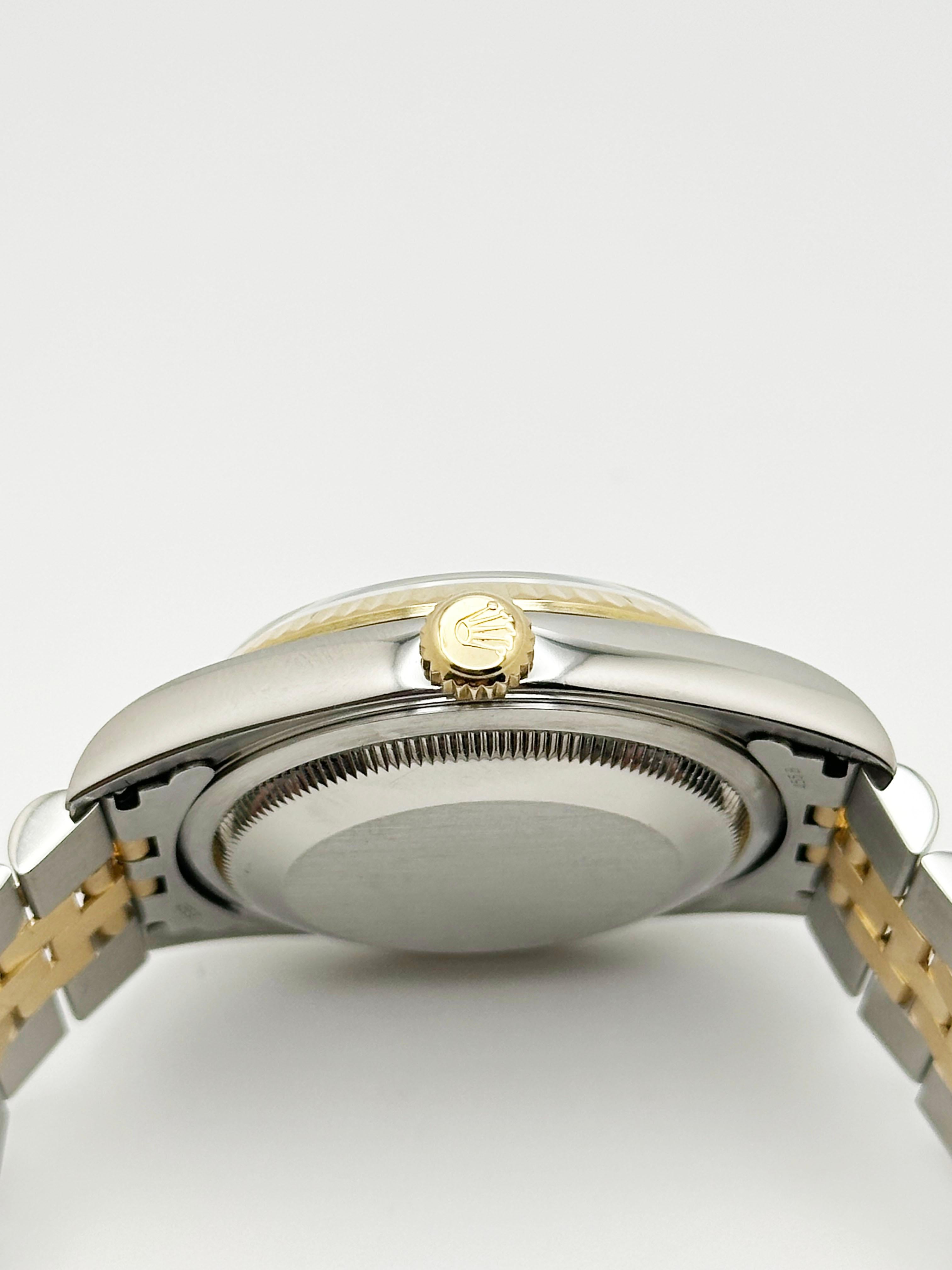 Rolex Datejust 16233 Fabrik Mutter der Perle Diamant-Zifferblatt 18K Gold Stahl 2004 im Angebot 2