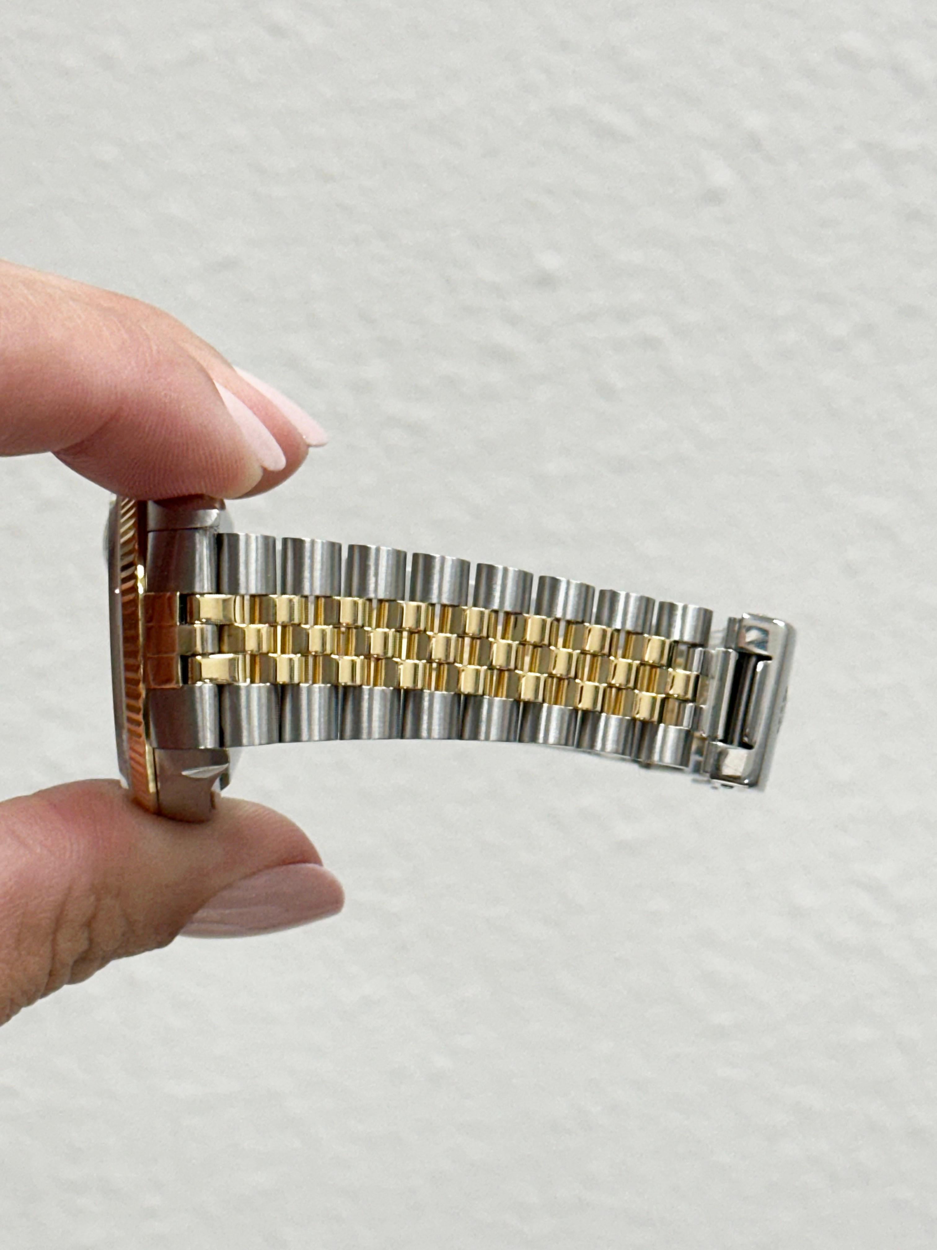 Rolex Datejust 16233 Fabrik Mutter der Perle Diamant-Zifferblatt 18K Gold Stahl 2004 im Angebot 3