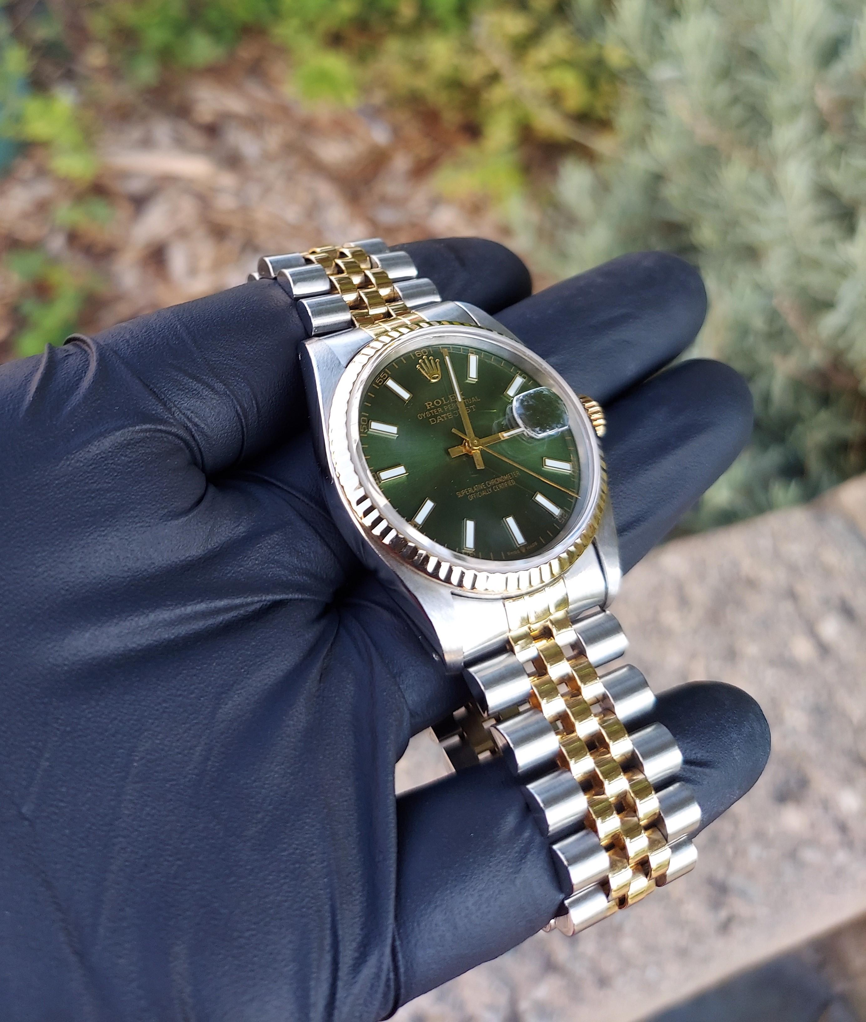 rolex datejust 36 green dial jubilee