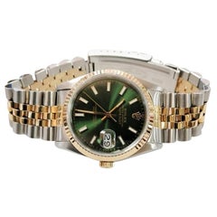 Rolex Datejust 16233 Green Stick Index Fluted Jubilee