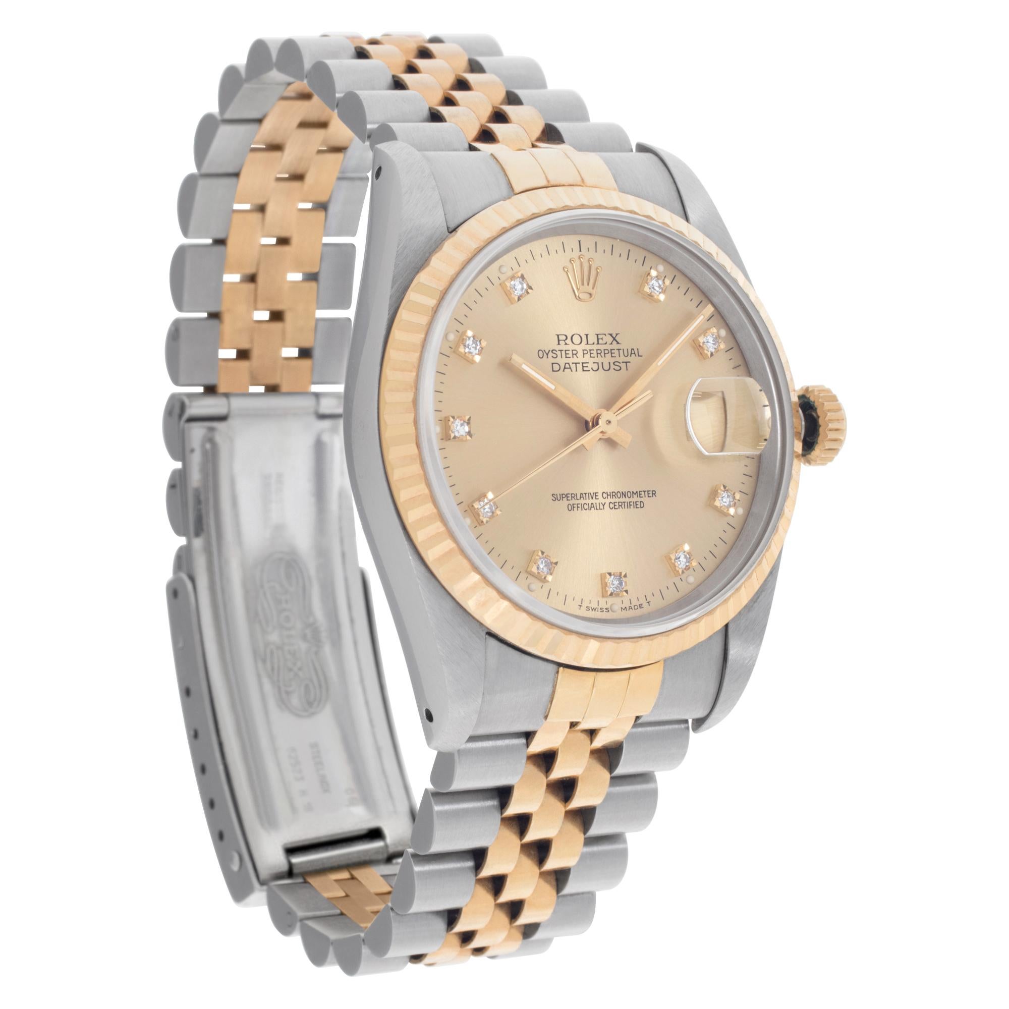 Rolex Datejust 16233 in yellow gold & steel 36mm Automatic watch In Excellent Condition For Sale In Surfside, FL