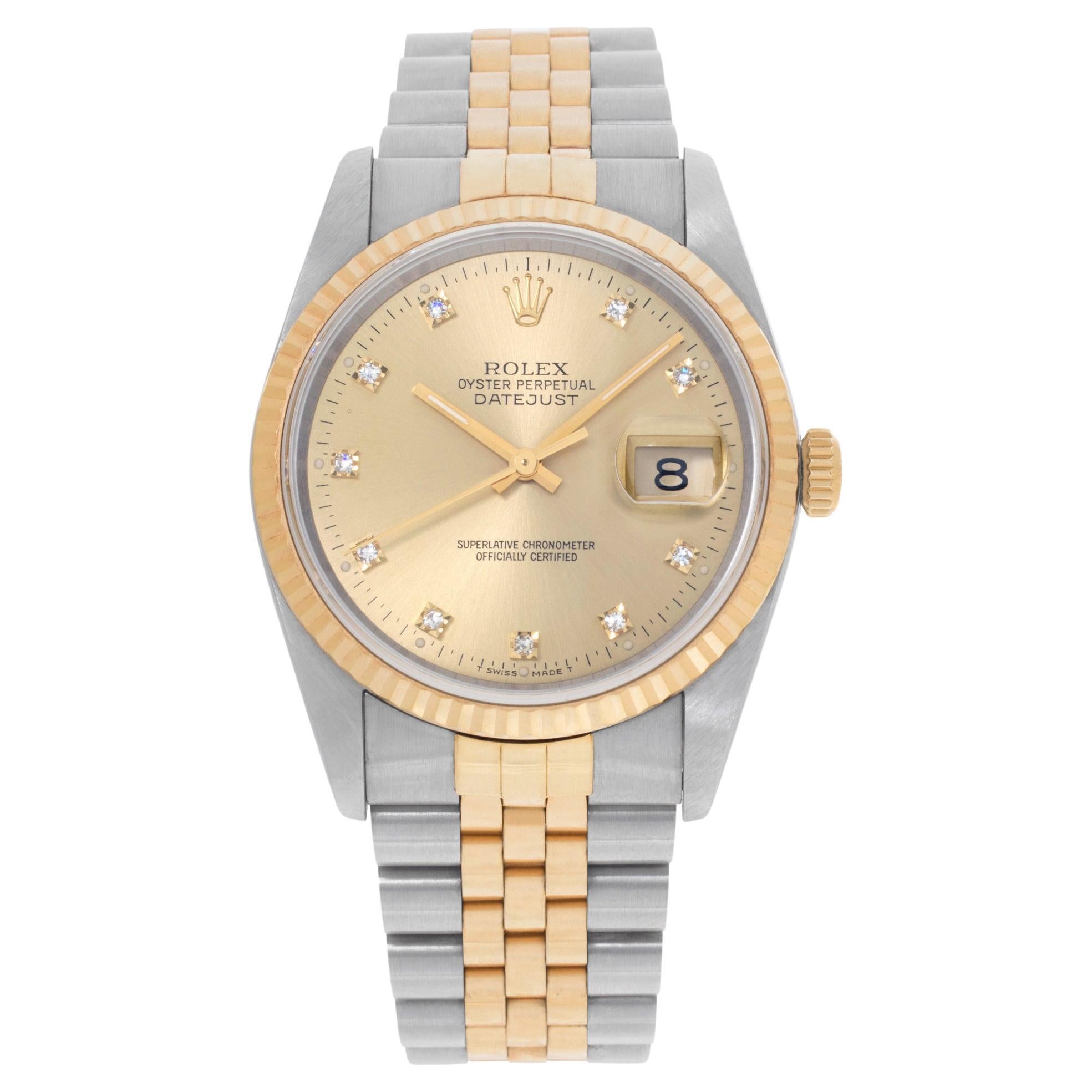 Rolex Montre automatique Datejust 16233 en or jaune et acier 36 mm