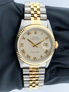 Rolex Datejust 16233 Ivory Pyramid Dial Mens Watch Box & Papers