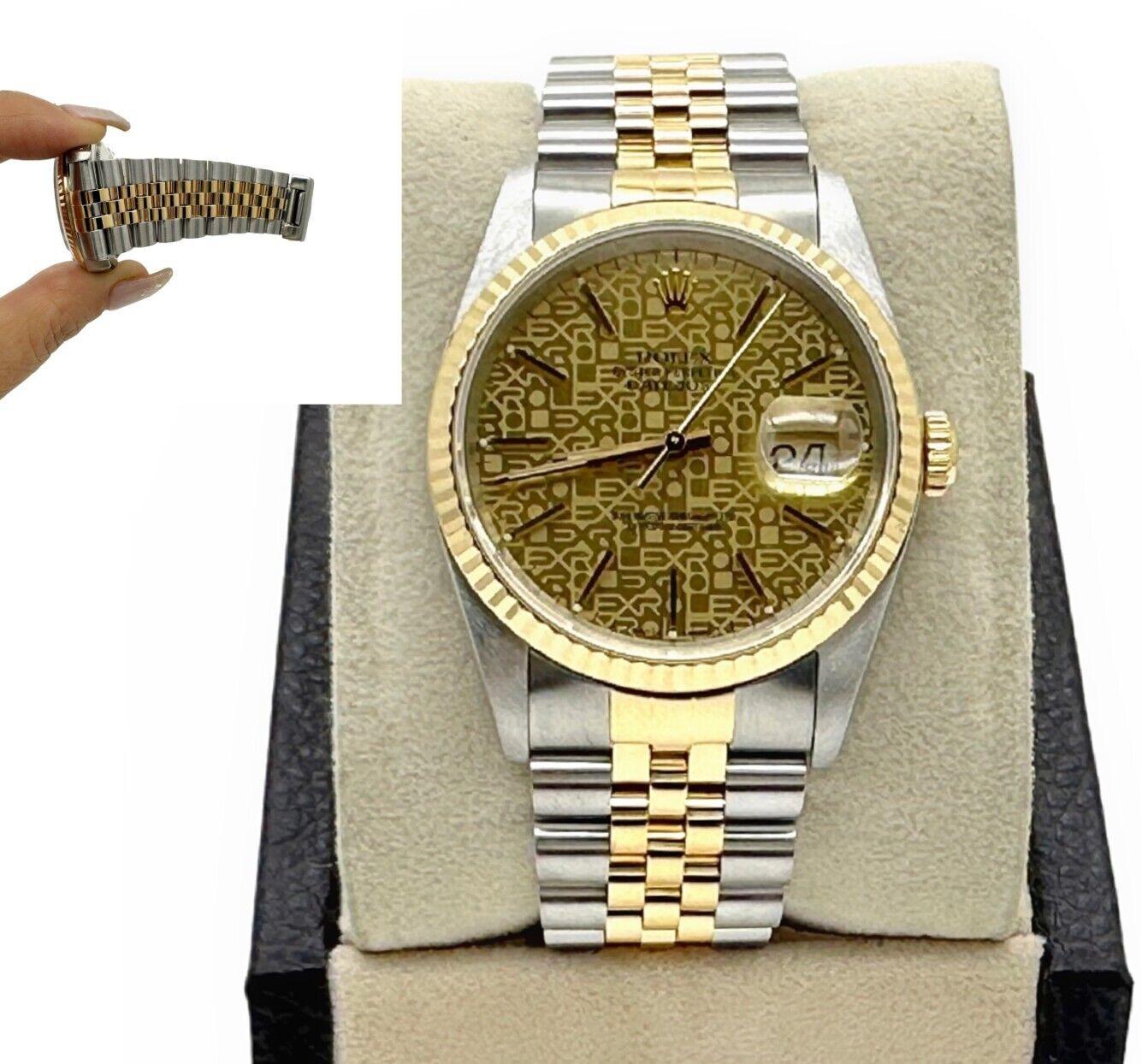 Style Number: 16233

Serial: L961***

Year: 1989

Model: Datejust

Case Material: Stainless Steel

Band: 18K Yellow Gold & Stainless Steel 

Bezel: 18K Yellow Gold

Dial: Champagne Jubilee

Face: Sapphire Crystal

Case Size: 36mm

Includes: