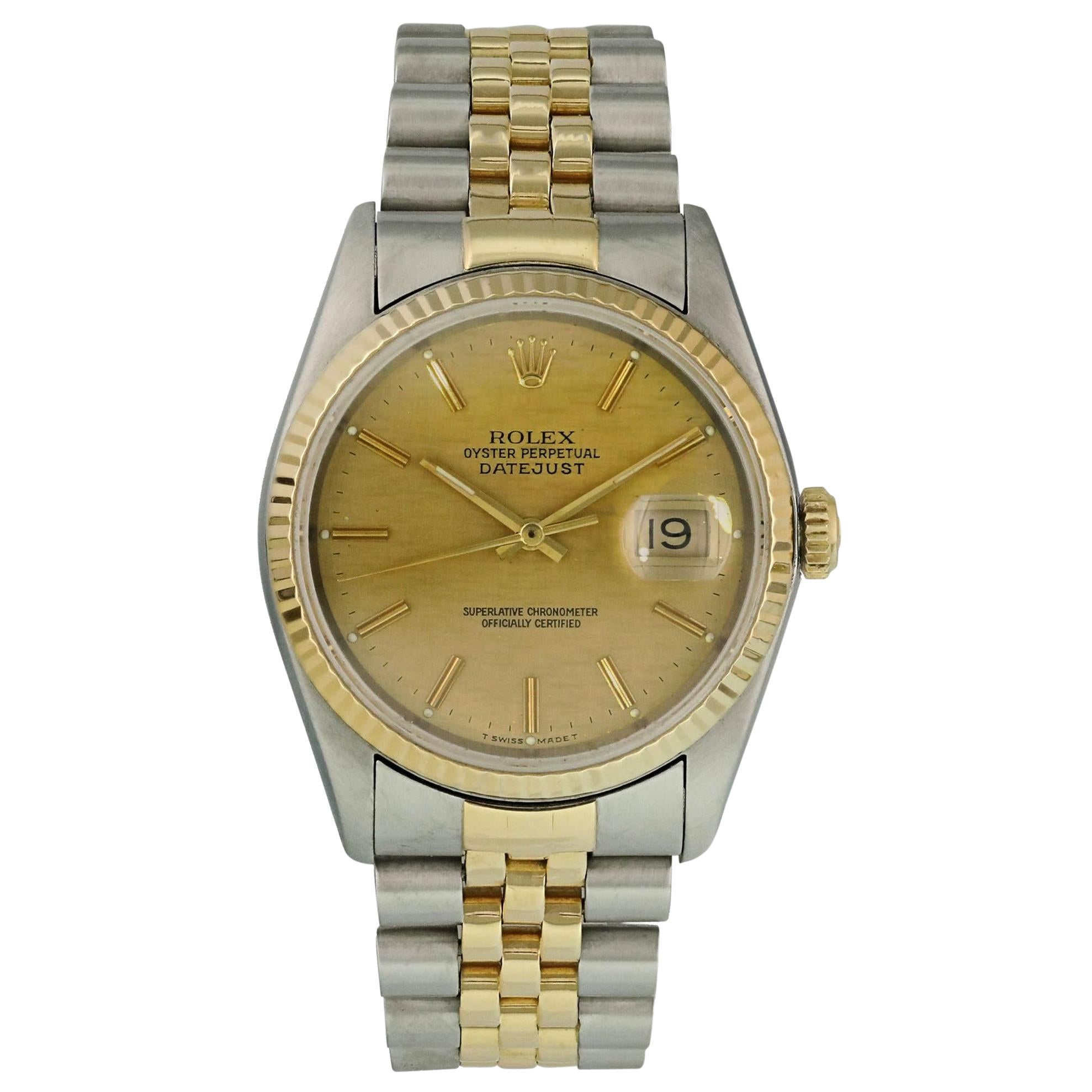 Rolex Datejust 16233 Linen Dial Men's Watch For Sale