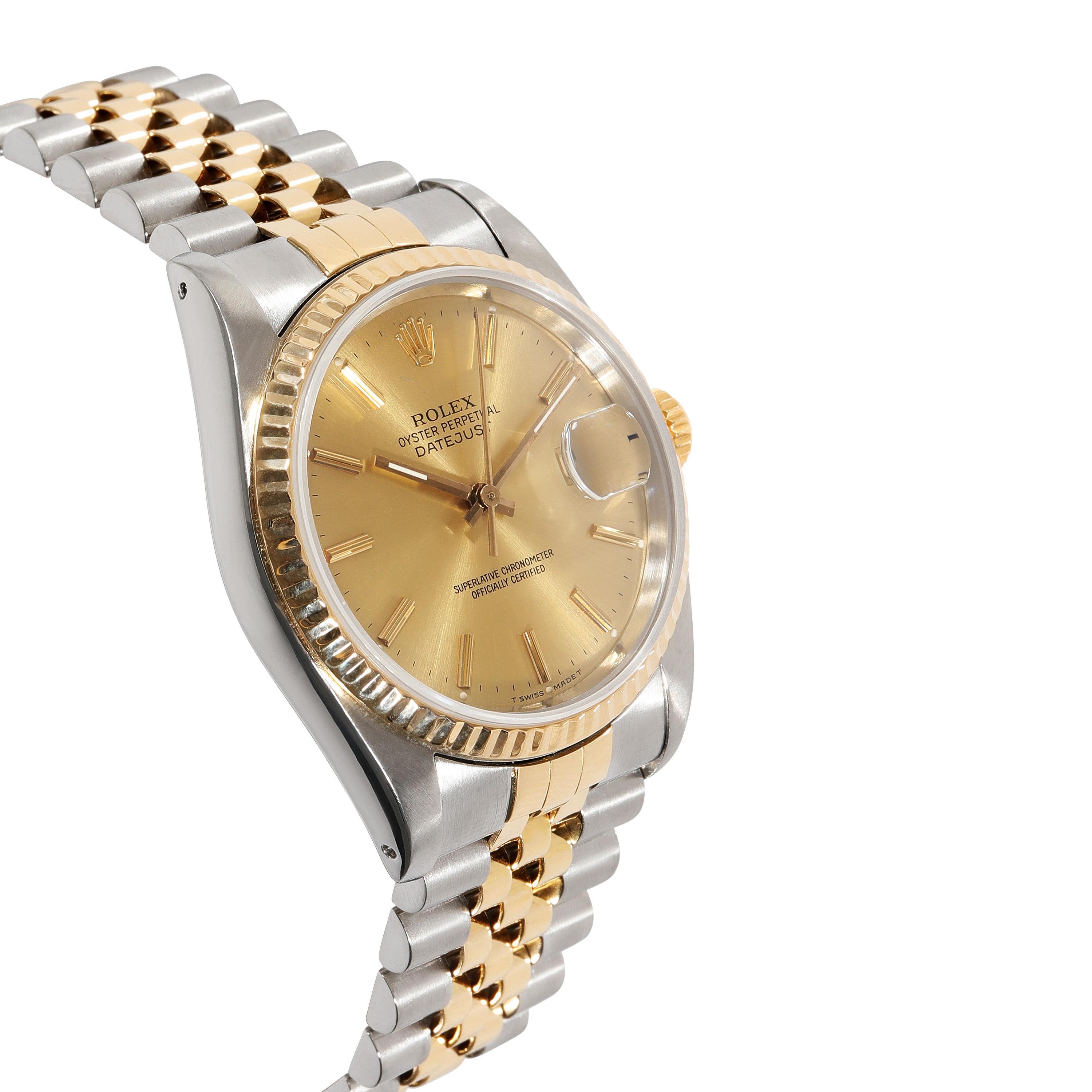 Rolex Datejust 16233 Men's Watch in 18kt Stainless Steel / Yellow Gold In Excellent Condition In New York, NY