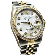 Rolex Datejust 16233 MOP Diamond Dial Diamond Bezel 18K Yellow Gold Steel 2000