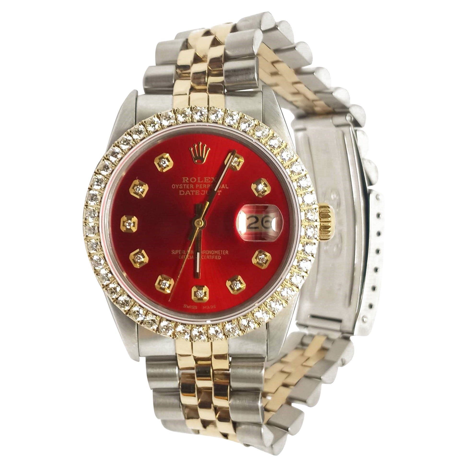 Rolex Datejust 16233 Roter Diamant 2,0CT Lünette
