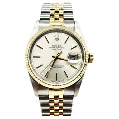 Rolex Datejust 16233 Silver Dial 18K Yellow Gold Stainless Steel