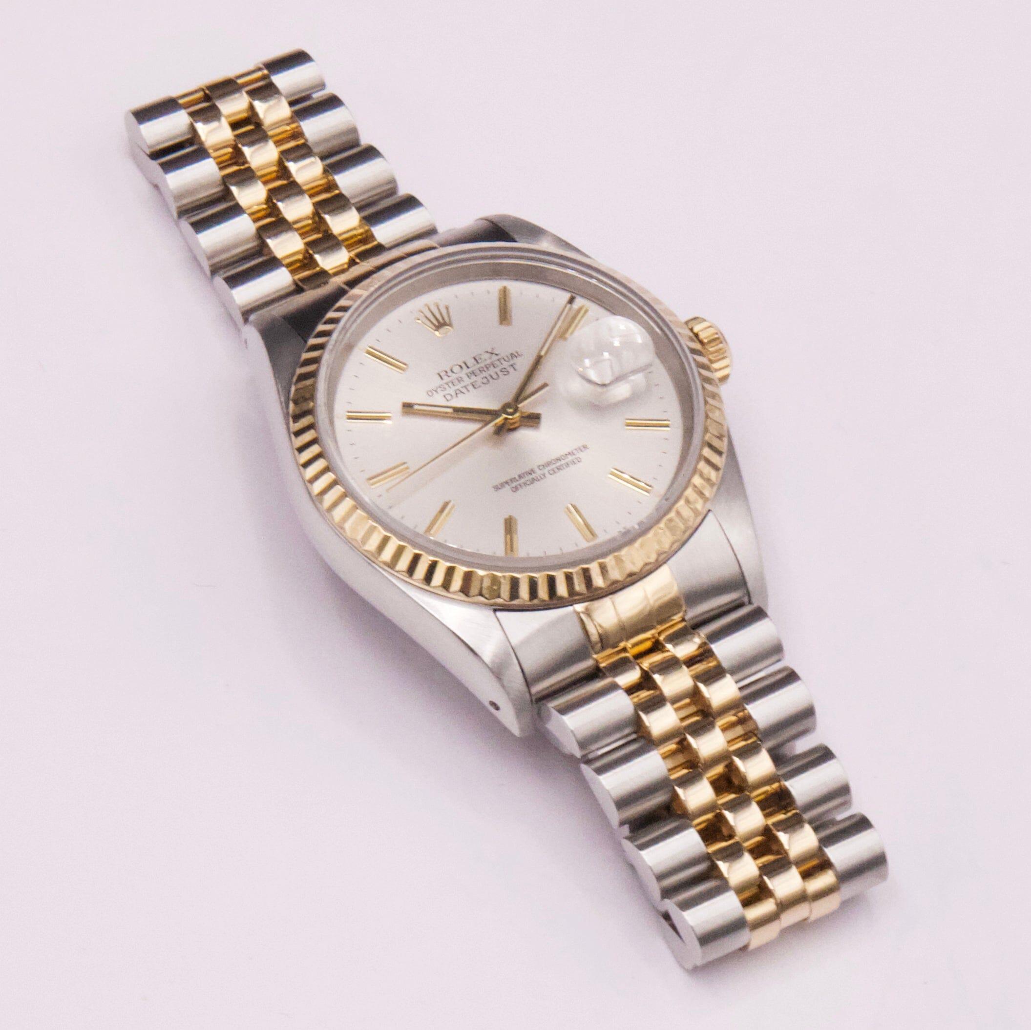 Rolex Datejust 16233 Silber Zifferblatt Männer Uhr Box Papiere Herren im Angebot