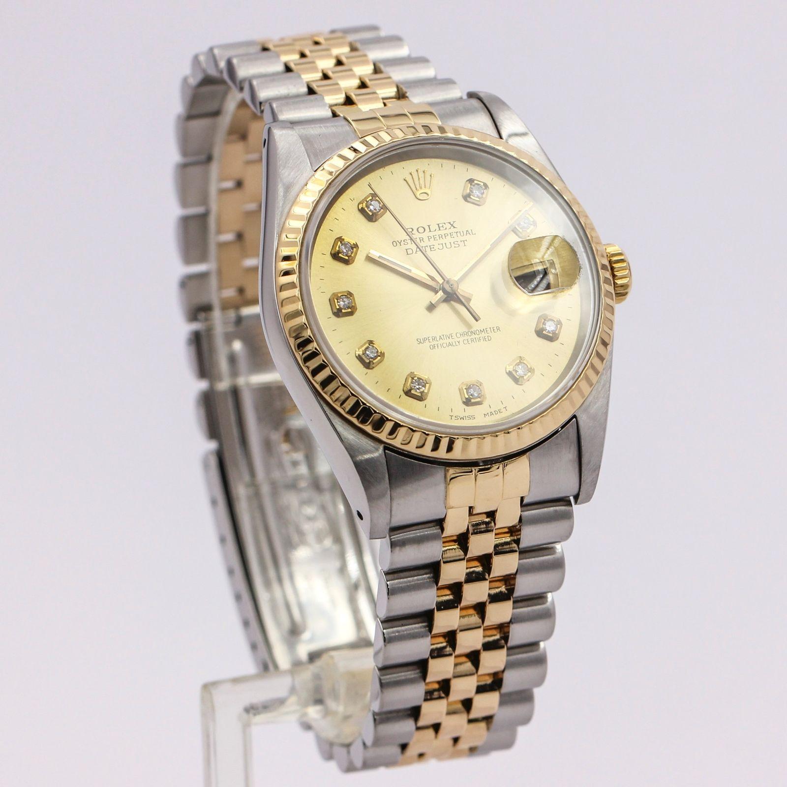 Rolex Datejust 16233 Stainless Steel and 18 Karat Yellow Gold Wristwatch In Excellent Condition For Sale In Fort Lauderdale, FL