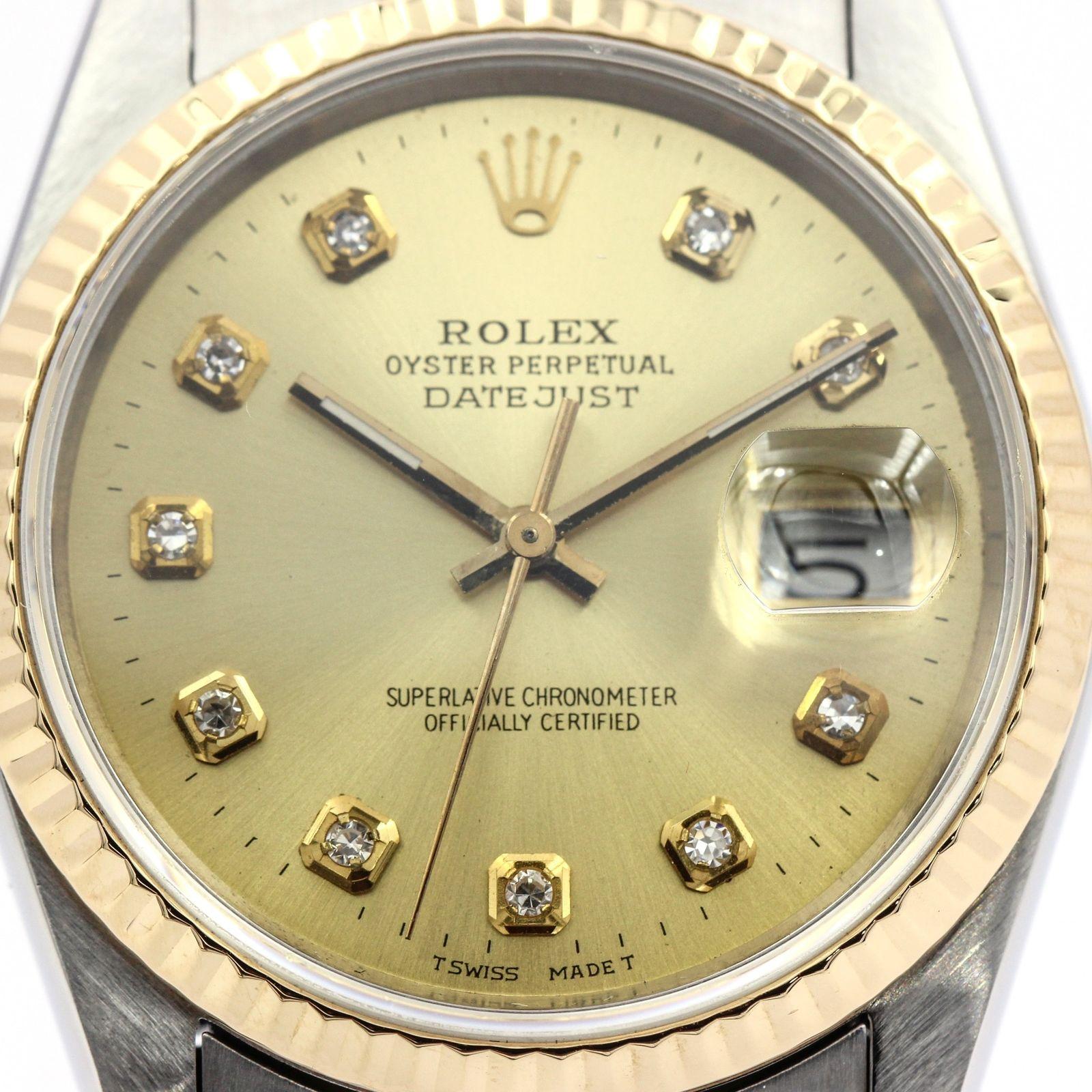 Women's or Men's Rolex Datejust 16233 Stainless Steel and 18 Karat Yellow Gold Wristwatch For Sale