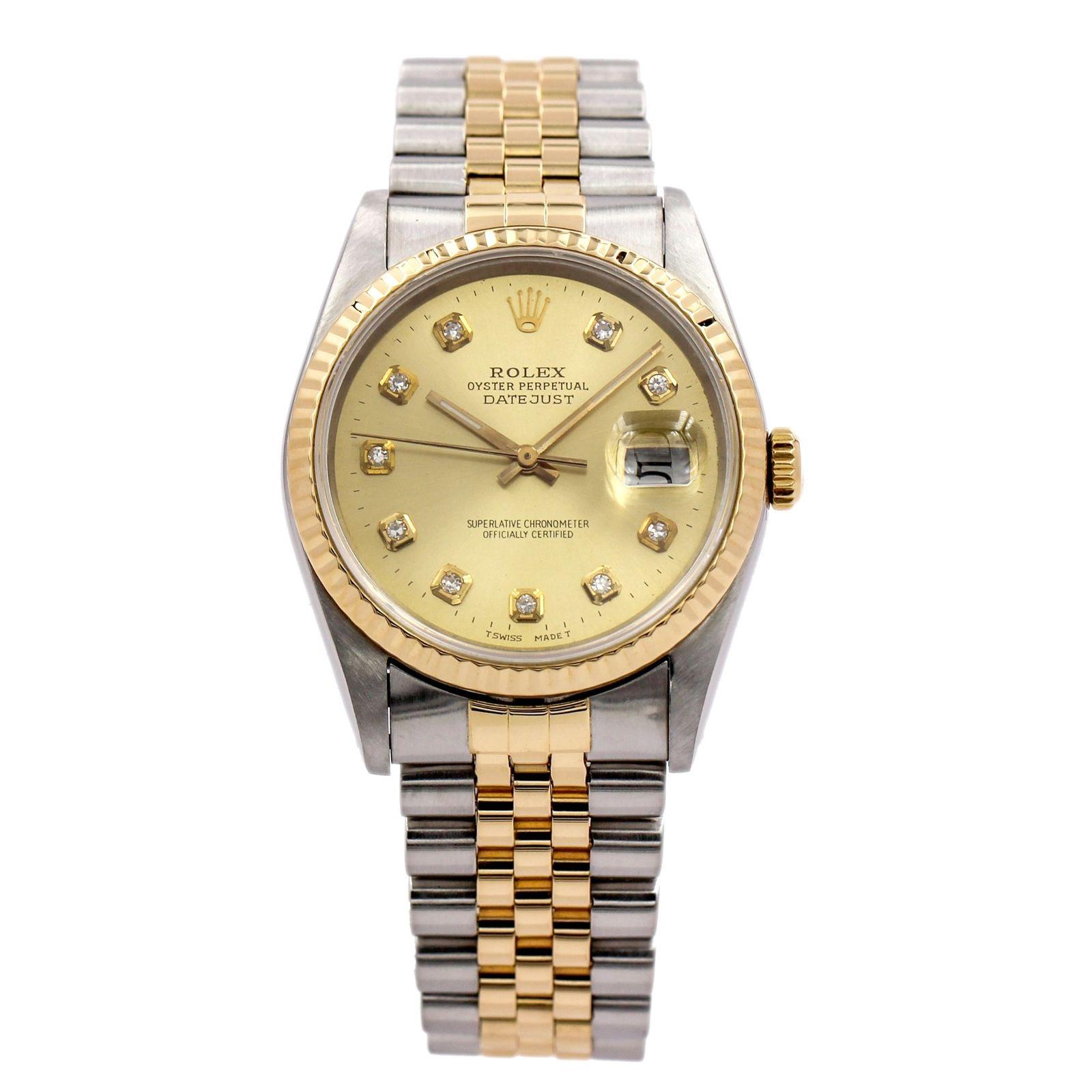 Rolex Datejust 16233 Stainless Steel and 18 Karat Yellow Gold Wristwatch For Sale