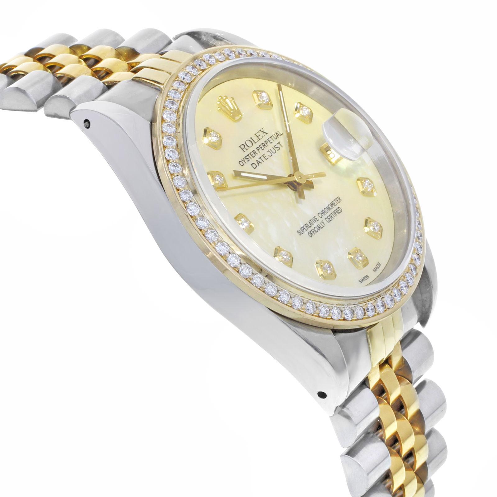 Men's Rolex Datejust 16233 Steel 18K Gold Custom Bezel and Dial Automatic Men’s Watch