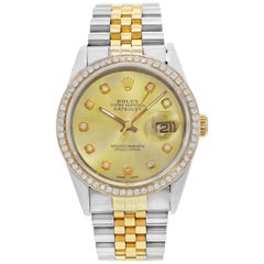 Rolex Datejust 16233 Steel 18K Gold Custom Bezel and Dial Automatic Men's Watch