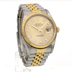Rolex Datejust 16233 Watch with Factory Diamond Dial Box & Papers