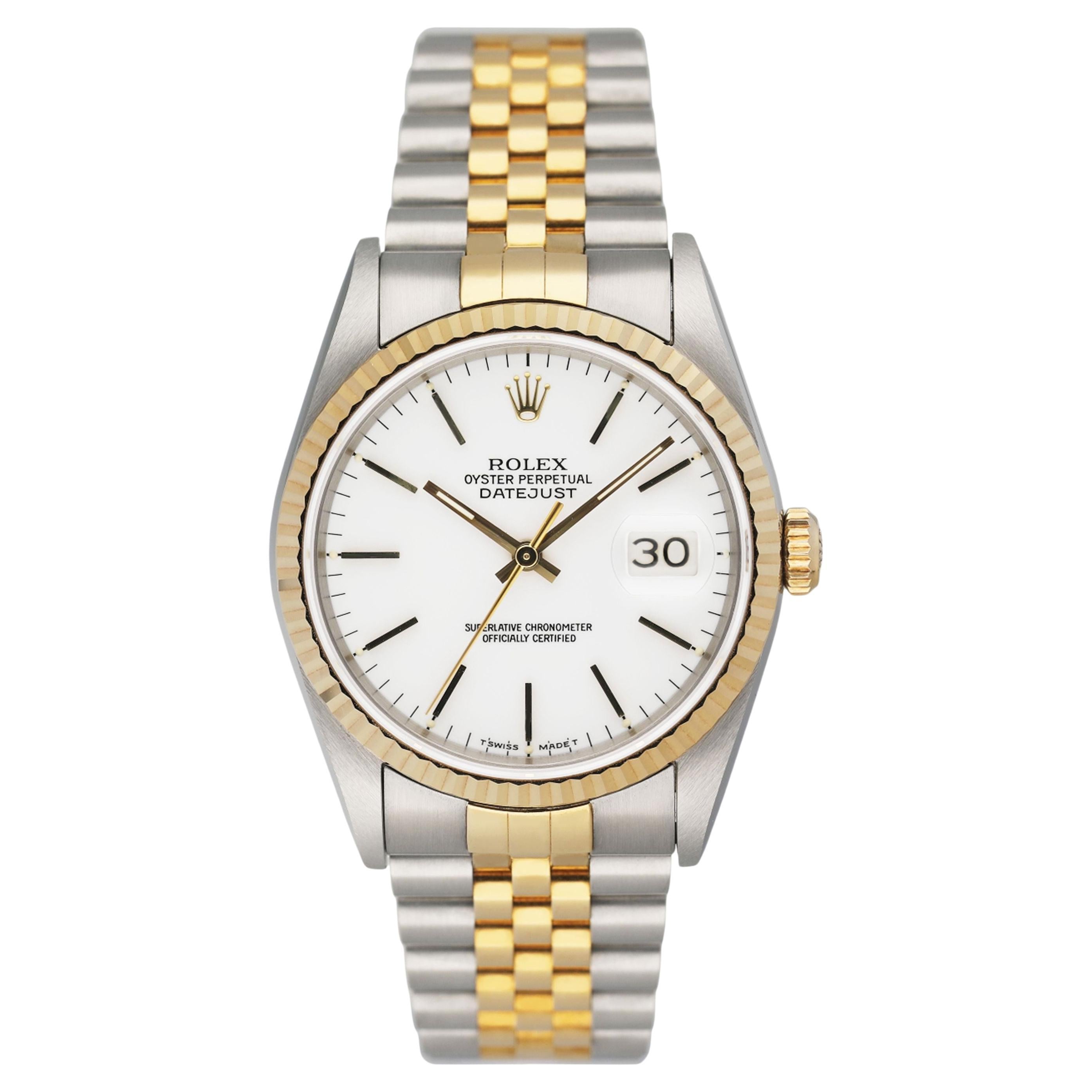 Rolex Datejust 16233 White Dial Mens Watch