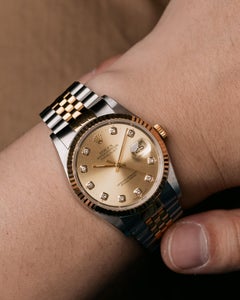 Rolex Datejust 16233G Champagne Big Diamond Dial X3 Serial TT YG/SS 1991