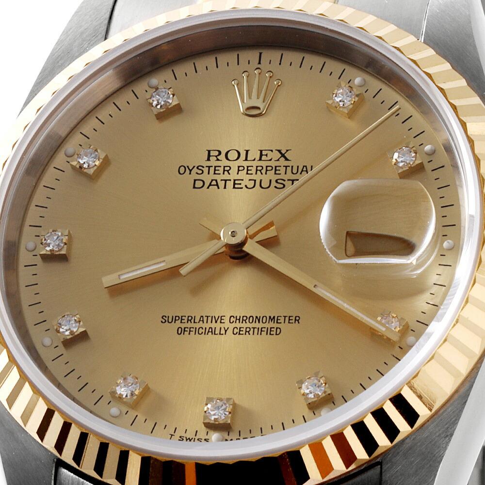Rolex Datejust 16233G Champagne Dial 10P Diamond E Series Men's Watch, Used 2