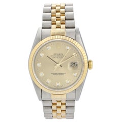 Rolex Datejust 16233G Diamond Dial Men Watch Box Papers