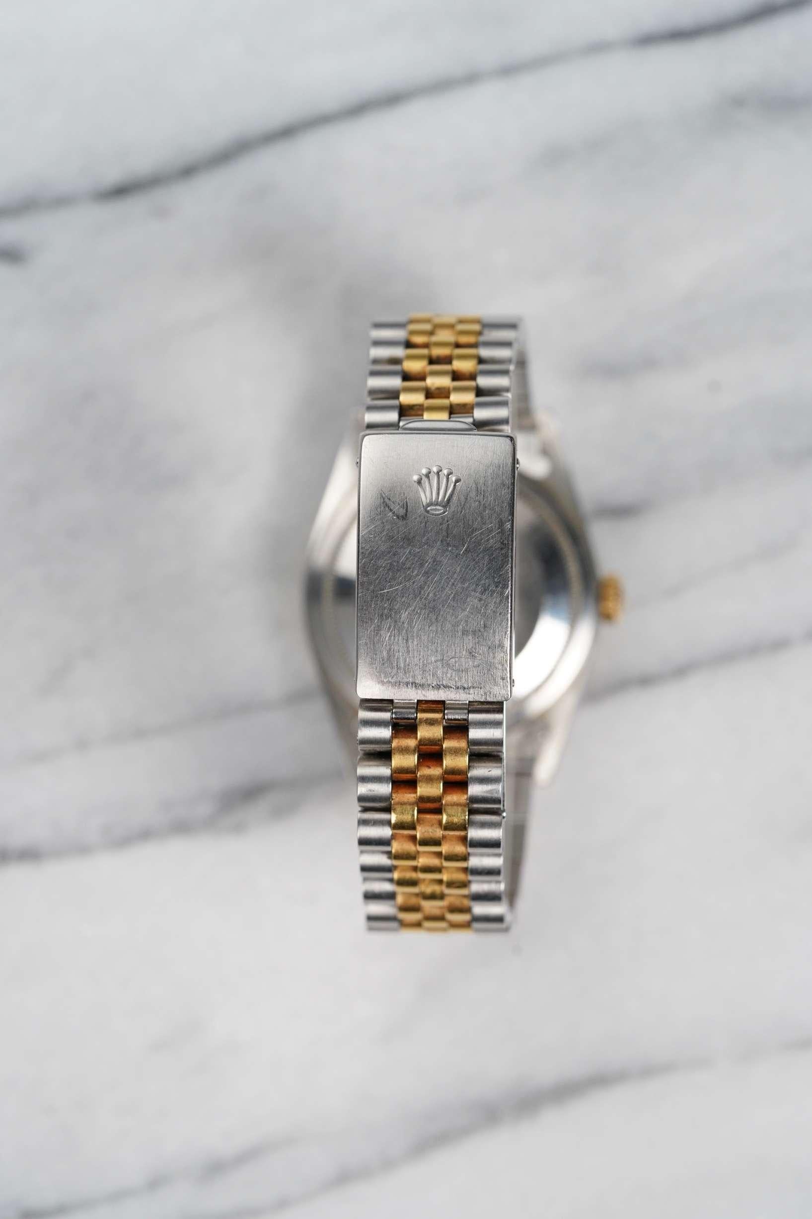 Women's or Men's Rolex Datejust 16233G Diamond Dial Watch in Stainless Steel & Yellow Gold, 1990s For Sale