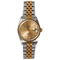 Rolex Datejust 16233G Diamant-Zifferblatt Uhr in Edelstahl & Gelbgold, 1990er Jahre