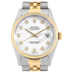 Rolex Datejust 16233G Men's Diamond Watch with White Dial - Pre-Owned Luxury