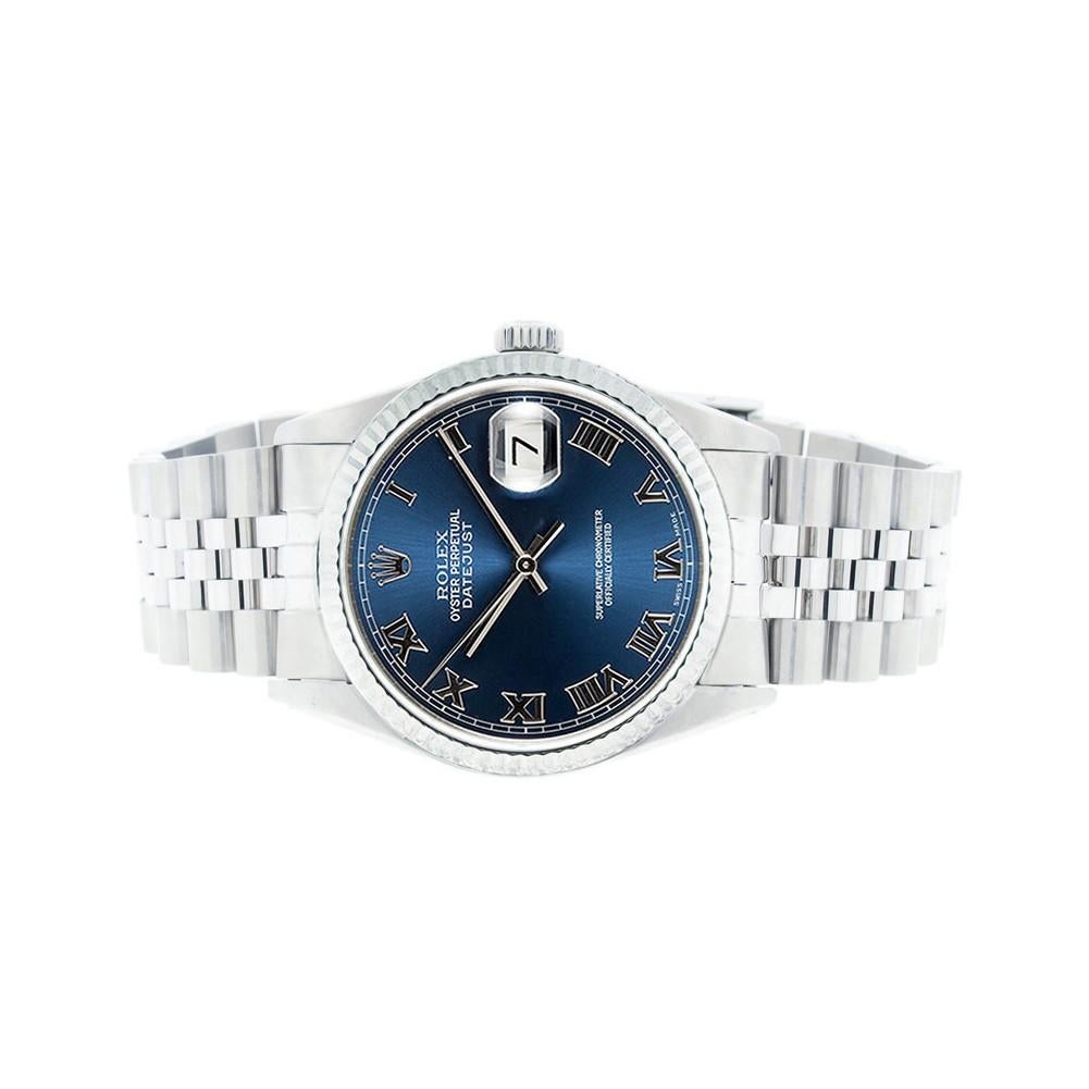 Rolex Datejust 16234, Blue Dial, Certified and Warranty In Excellent Condition In Miami, FL
