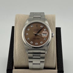 Rolex Datejust 16234 36mm Factory Salmon Diamond Dial Stainless Steel 18k Gold