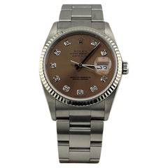 Rolex Datejust 16234 36mm Fabrik Lachs Diamant Zifferblatt Edelstahl 18k Gold