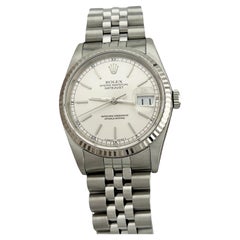 Rolex Datejust 16234 36mm Quadrante Argento 18K Oro Bianco Acciaio Inox Scatola di Carta