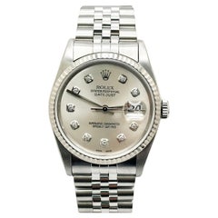 Rolex Datejust 16234 36mm Silver Diamond Dial Stainless Steel Jubilee