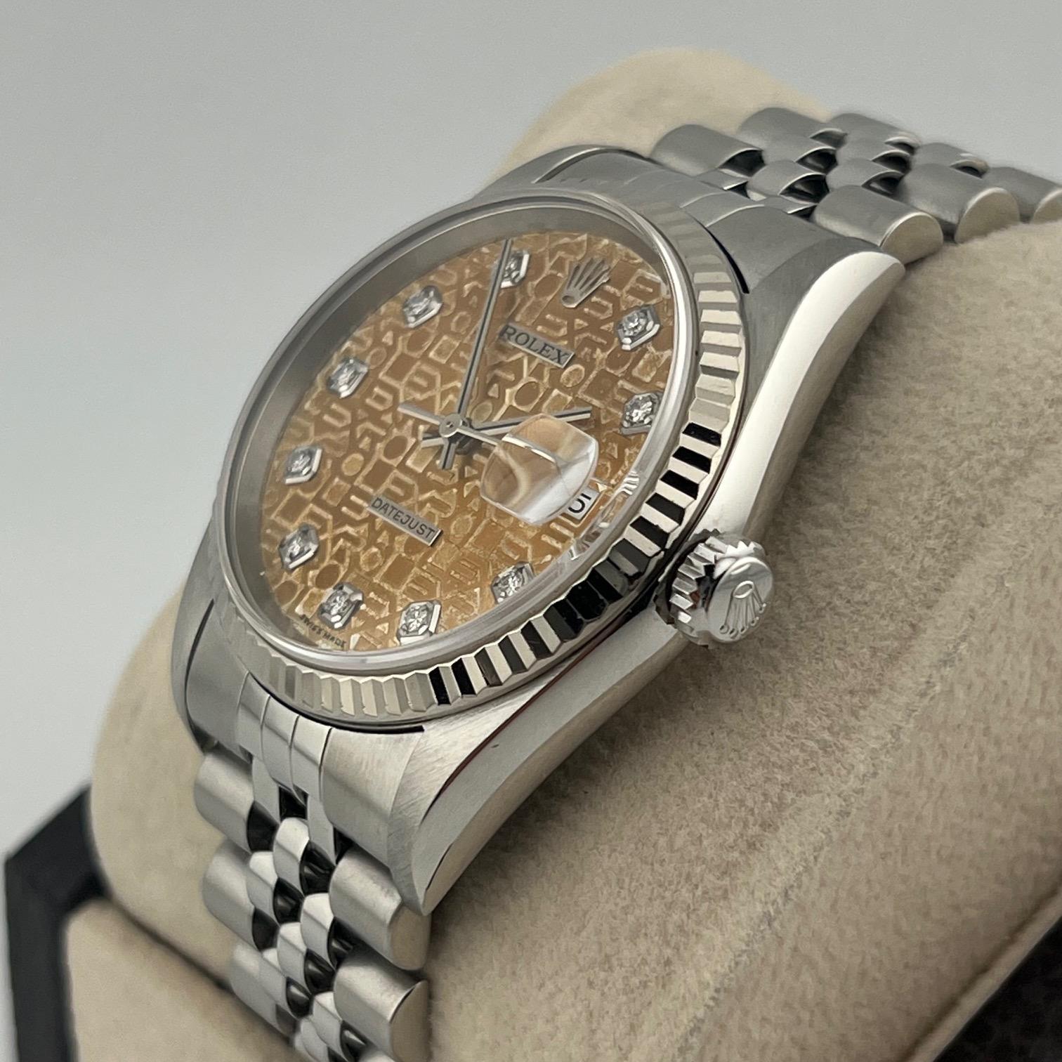 Rolex Datejust 16234 36mm TROPICAL Jubilee Diamant-Zifferblatt 18k Gold Edelstahl (Rundschliff) im Angebot