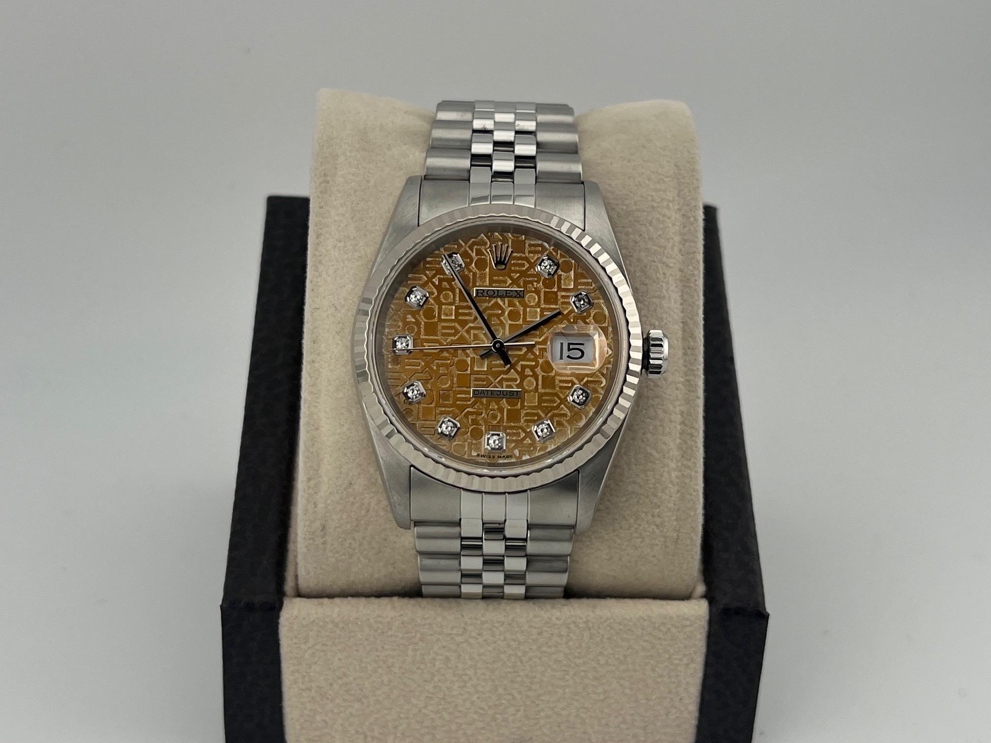 Rolex Datejust 16234 36mm TROPICAL Jubilee Diamant-Zifferblatt 18k Gold Edelstahl für Damen oder Herren im Angebot