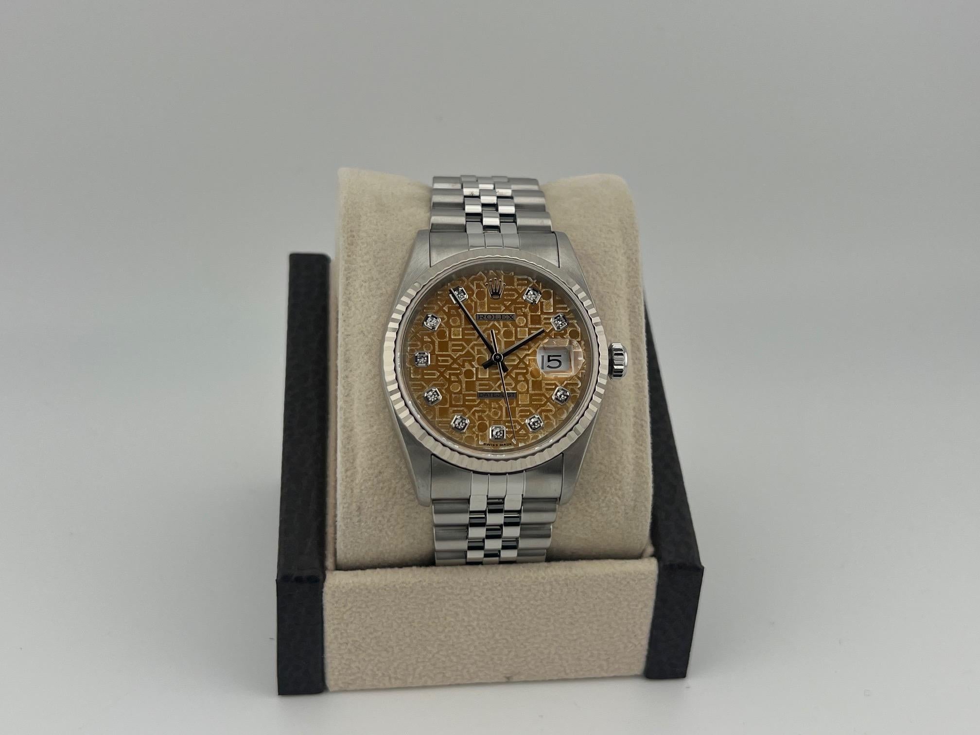 Rolex Datejust 16234 36mm TROPICAL Jubilee Diamant-Zifferblatt 18k Gold Edelstahl im Angebot 1