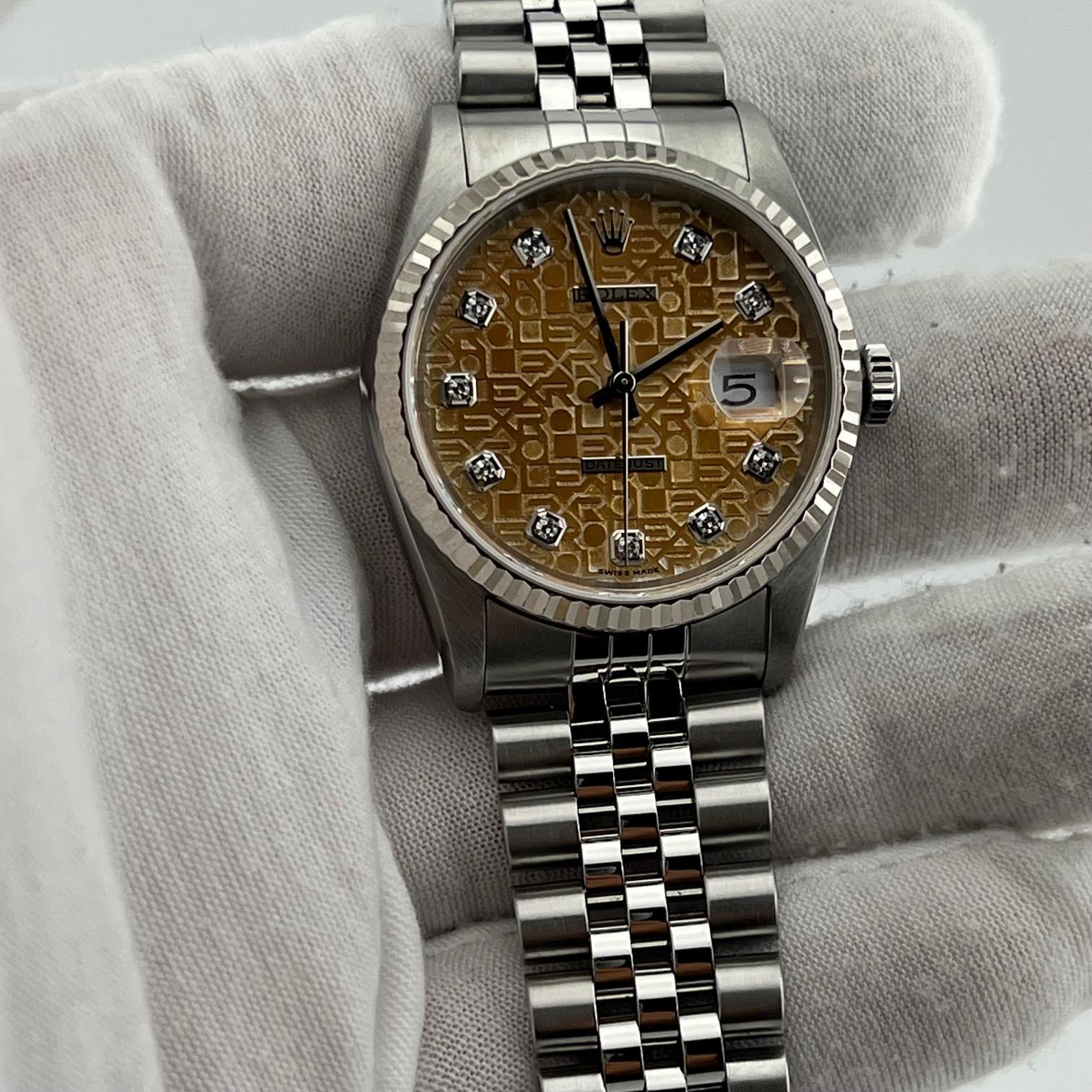 Rolex Datejust 16234 36mm TROPICAL Jubilee Diamant-Zifferblatt 18k Gold Edelstahl im Angebot 4
