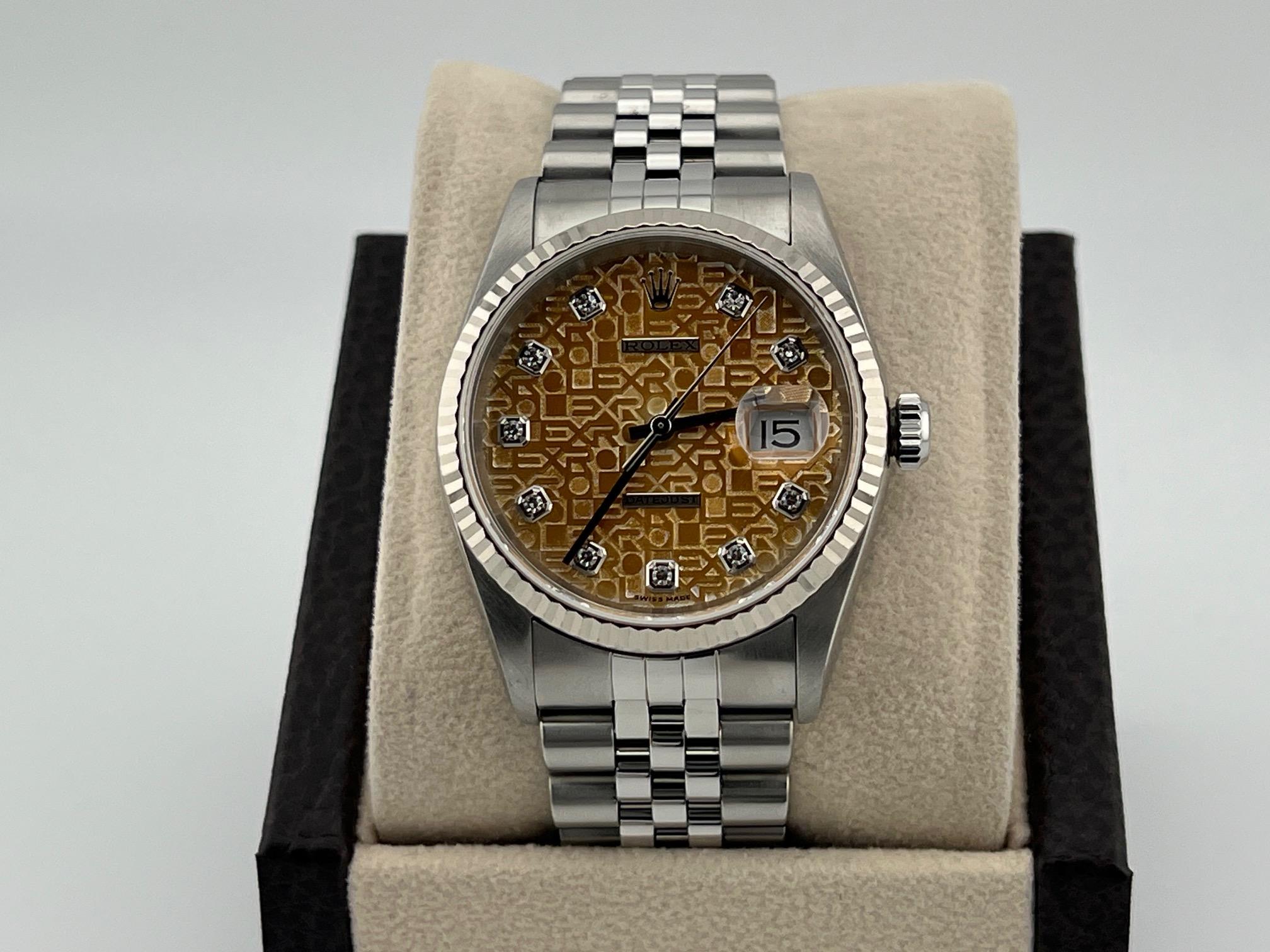 Rolex Datejust 16234 36mm TROPICAL Jubilee Diamant-Zifferblatt 18k Gold Edelstahl im Angebot 5