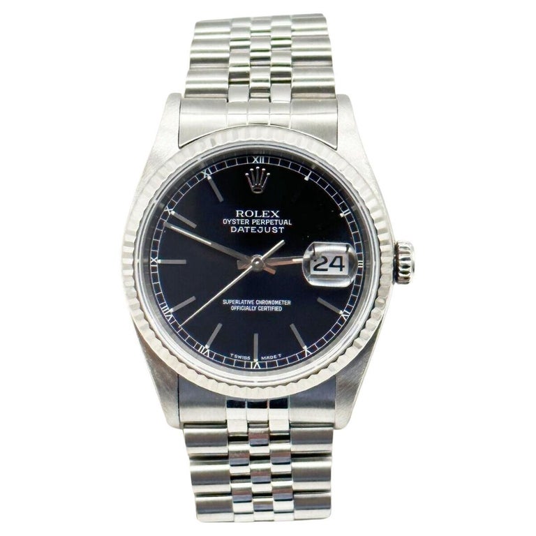 Rolex Datejust 16234 Black Dial Stainless Steel Box Paper For Sale at ...